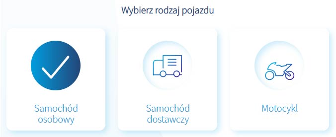 pzu.pl - kalkulator - wybór pojazdu
